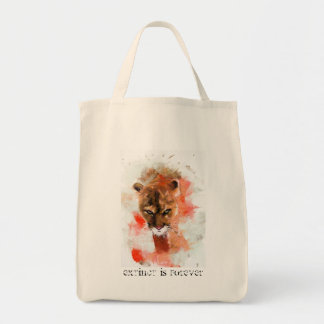 extinct is forever - cougar tote bag