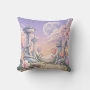 Extra Celestial Glowing Floral Throw Pillow