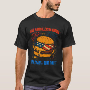 Extra Cheese Please Patriotic Burger Grill Lovers T-Shirt