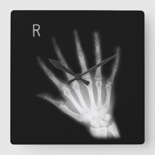 Extra Digit X-ray Right Hand Square Wall Clock
