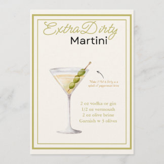 Extra Dirty Martini Recipe Card