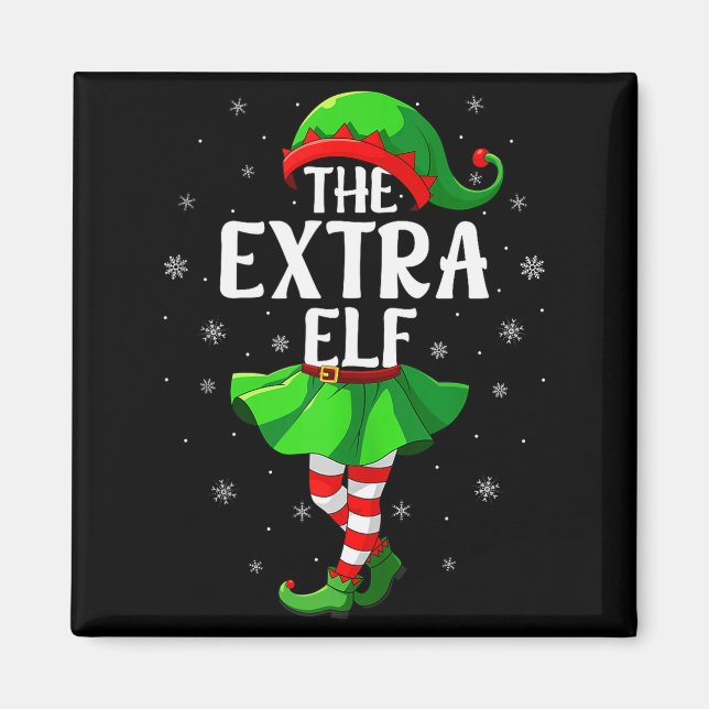 Extra Elf Christmas Girls Women Elf Squad Xmas Fam Magnet (Front)