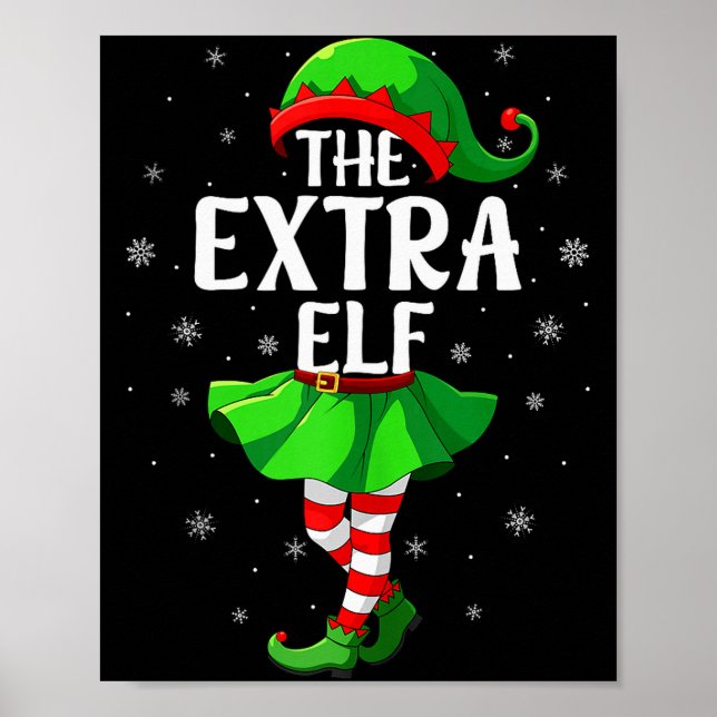 Extra Elf Christmas Girls Women Elf Squad Xmas Fam Poster (Front)