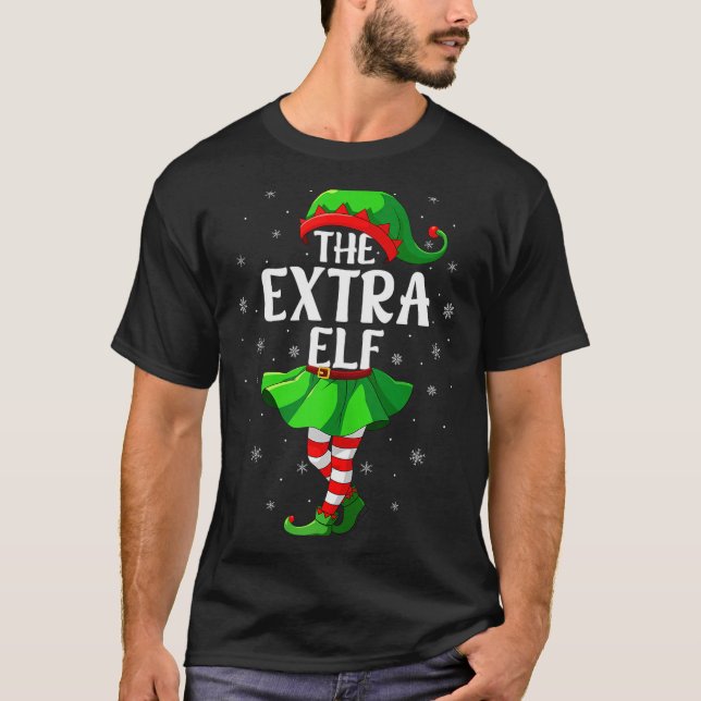 Extra Elf Christmas Girls Women Elf Squad Xmas Fam T-Shirt (Front)