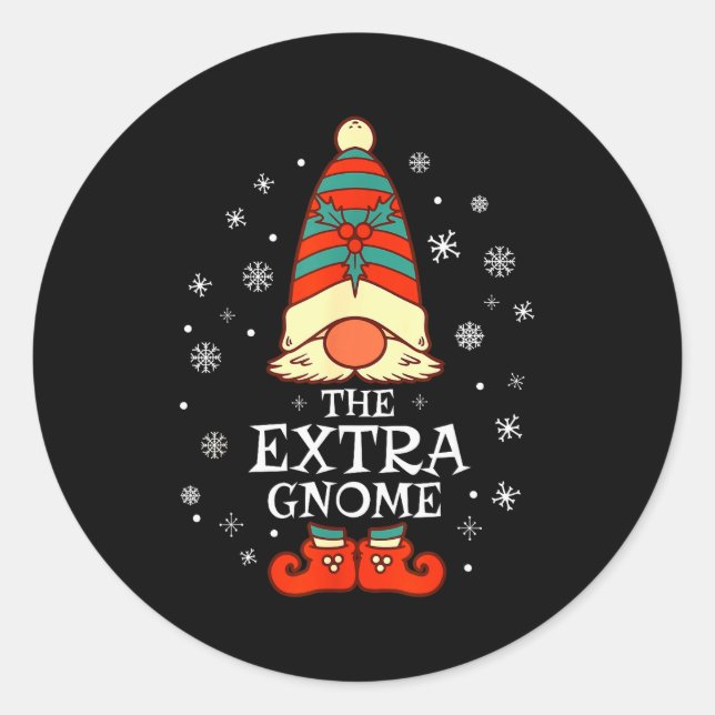 Extra Gnome Xmas Family Christmas  Classic Round Sticker (Front)