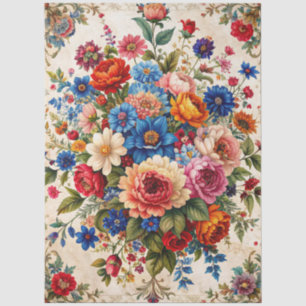 Extra Large Baroque Colourful Florals Decoupage Tissue Paper