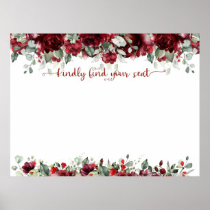 Extra Large Blank Red Peony Seating Chart