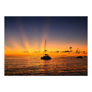 Extra Large Caribbean Sunset Sailboat Photo Print