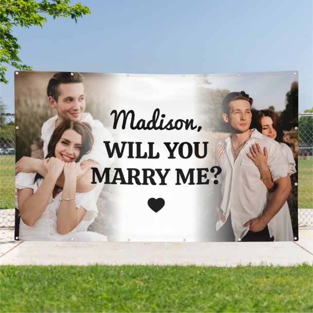 Extra Large Custom 2 Photo Marriage Proposal Vinyl Banner (Outside)