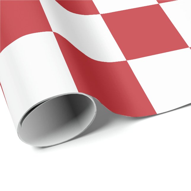 Extra Large Dark Red and White Checks Wrapping Paper (Roll Corner)