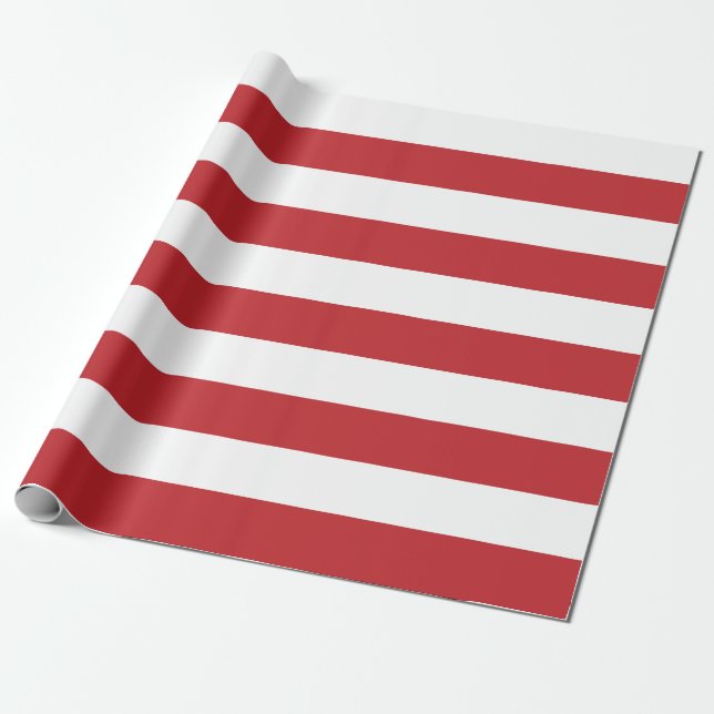 Extra Large Dark Red and White Stripes Wrapping Paper (Unrolled)