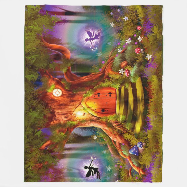 Extra large fleece blanket Magic Fairy Tree (Front)