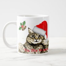 Extra Large Personalised Christmas Cat Coffee Mug
