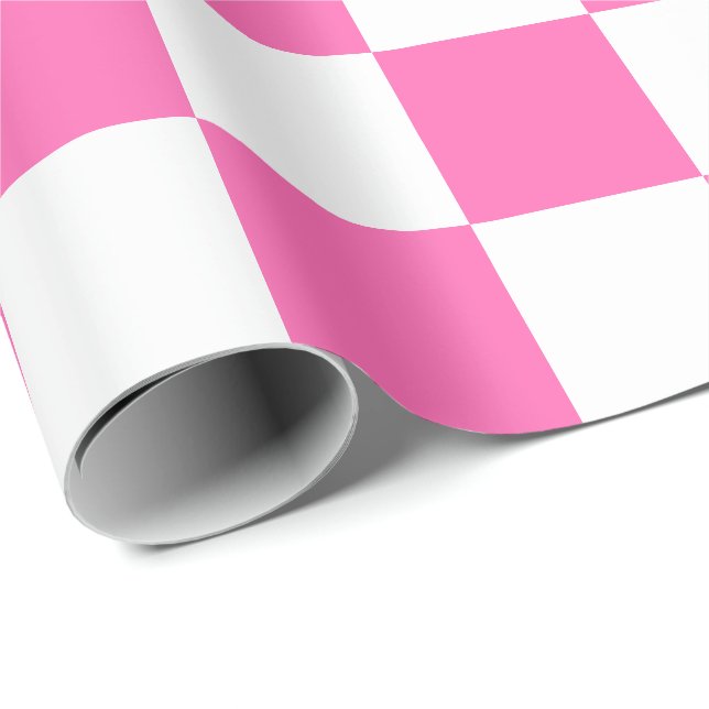 Extra Large Pink and White Checks Wrapping Paper (Roll Corner)