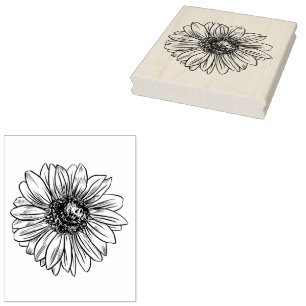Extra Large Sunflower Blossom Floral Botanical Rubber Stamp