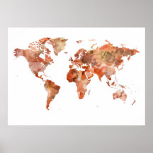 Extra large Terracotta Map, World Map poster