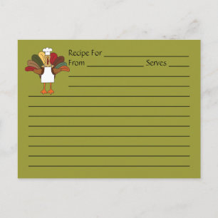 Extra Large Tucker Turkey Chef Recipe Card