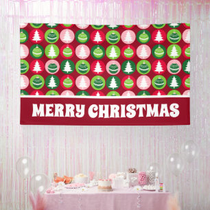 Extra Large vintage Christmas Trees and Ornaments Banner
