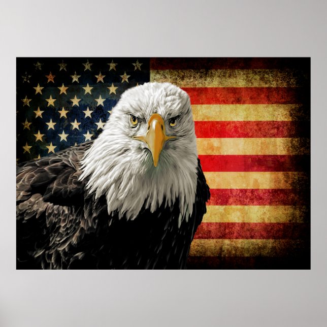 Extra Lg. Powerful USA Eagle Flag Poster (Front)