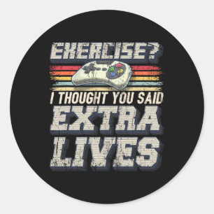 Extra Lives Funny Video Game Controller Retro Game Classic Round Sticker