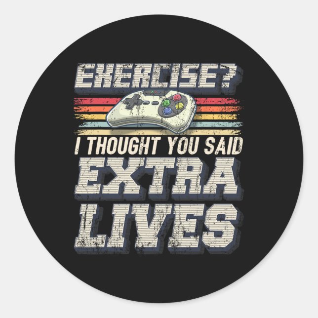 Extra Lives Funny Video Game Controller Retro Game Classic Round Sticker (Front)