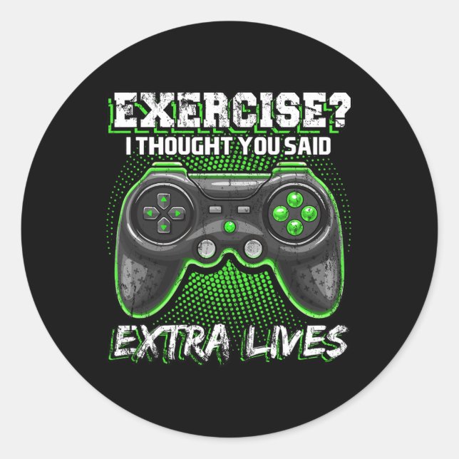 Extra Lives Funny Video Game Controller Retro Game Classic Round Sticker (Front)