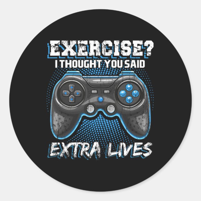 Extra Lives Funny Video Game Controller Retro Game Classic Round Sticker (Front)