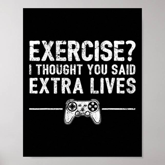Extra Lives Funny Video Game Controller Retro Game Poster (Front)