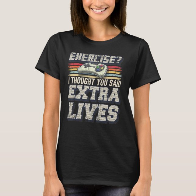 Extra Lives Funny Video Game Controller Retro Game T-Shirt (Front)