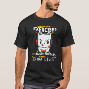 Extra Lives Video Game Controller Retro Cat Gamer T-Shirt