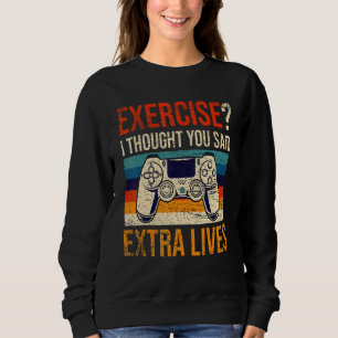 Extra Lives Video Game Controller Retro Gamer Boy Sweatshirt