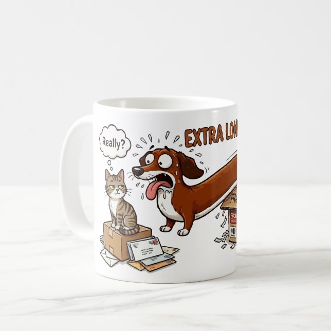 Extra Long Extra Cute Dachshund Coffee Mug (Front Left)