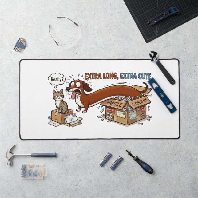 Extra Long Extra Cute Dachshund Desk Mat (Workstation)
