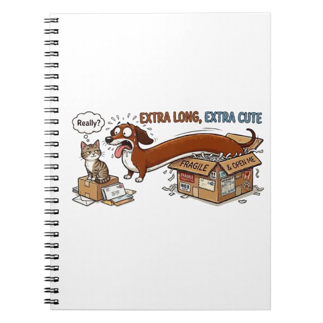 Extra Long Extra Cute Dachshund Notebook (Front)