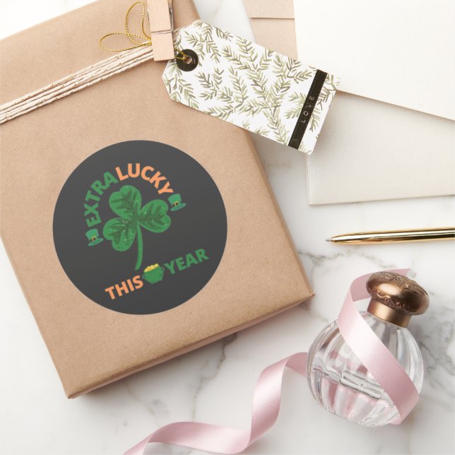 Extra lucky irish this year funny  classic round sticker (Gifting)