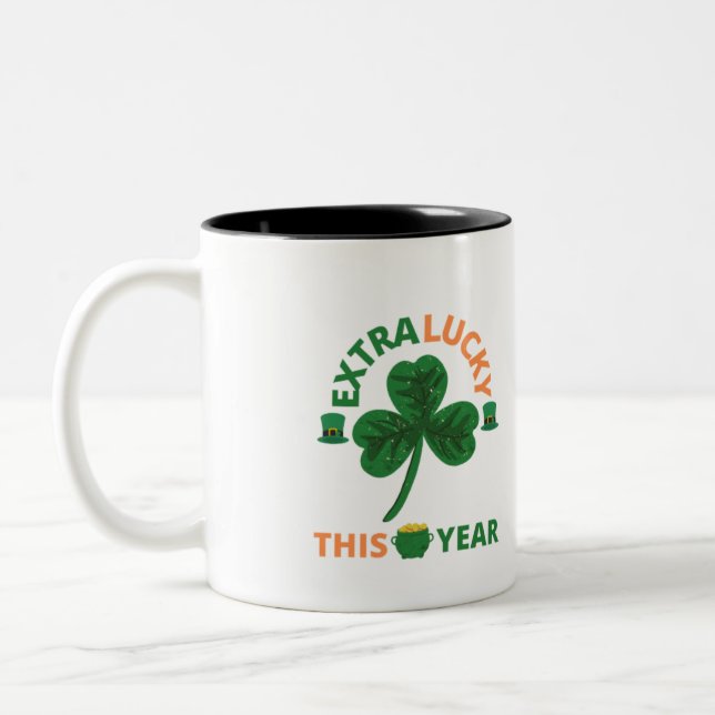 Extra lucky irish this year funny  Two-Tone coffee mug (Left)