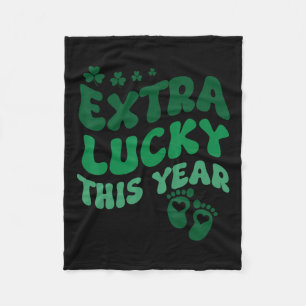 Extra Lucky Pregnancy Announcement St Patricks Day Fleece Blanket