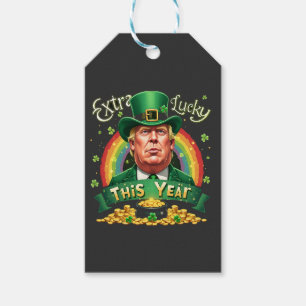 Extra Lucky This Year St Patrick Day Trump Leopard Gift Tags