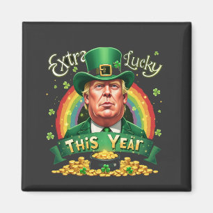 Extra Lucky This Year St Patrick Day Trump Leopard Magnet