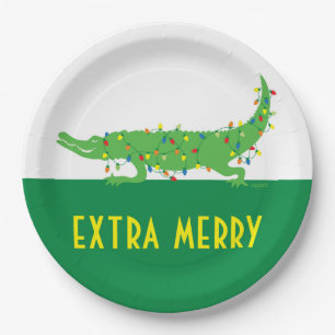 Extra Merry Holiday Lights Paper Plate
