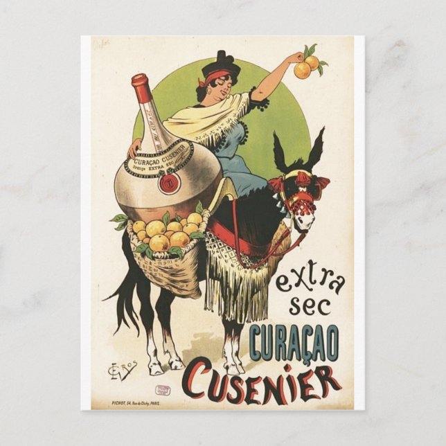 "Extra Sec. Curaçao Cusenier" Liquer advertisement Postcard (Front)