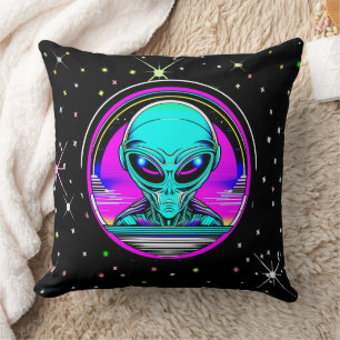 Extra Terrestrial Alien Flying a UFO Cushion