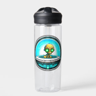 Extra Terrestrial Flying in a UFO Personalised Water Bottle