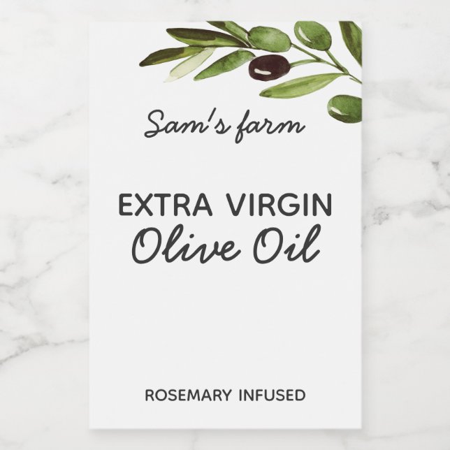 Extra Virgin Olive Oil Bottle Modern Product Label (Single Label)