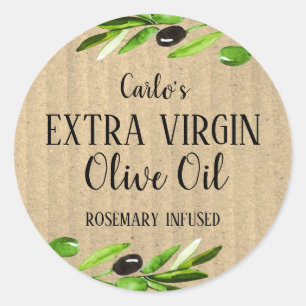 Extra Virgin Olive Oil Bottle Modern Simple Kraft Classic Round Sticker