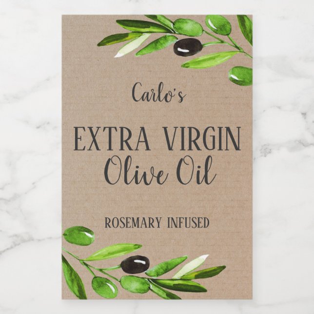 Extra Virgin Olive Oil Bottle Rustic Product Label (Single Label)