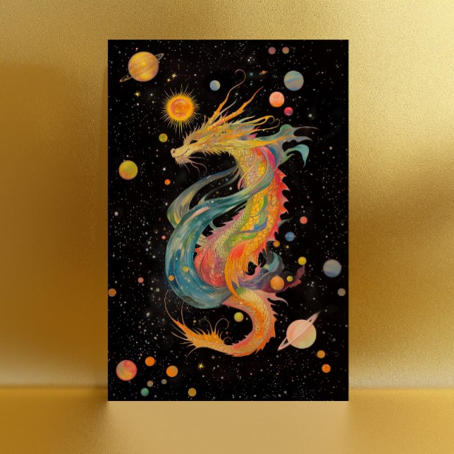 Extragalactic Sky Dragon - Rainbow Black Galaxy  Postcard (Creator Uploaded)