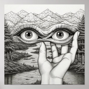 ExtraHandly Eyeballs: Surreal Hands Growing Out of Poster