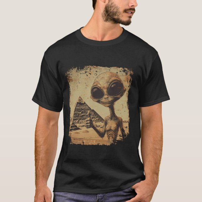 Extraterrestrial Alien Ancient Pyramids Thumbs Sci T-Shirt (Front)