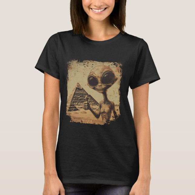 Extraterrestrial Alien Ancient Pyramids Thumbs Sci T-Shirt (Front)